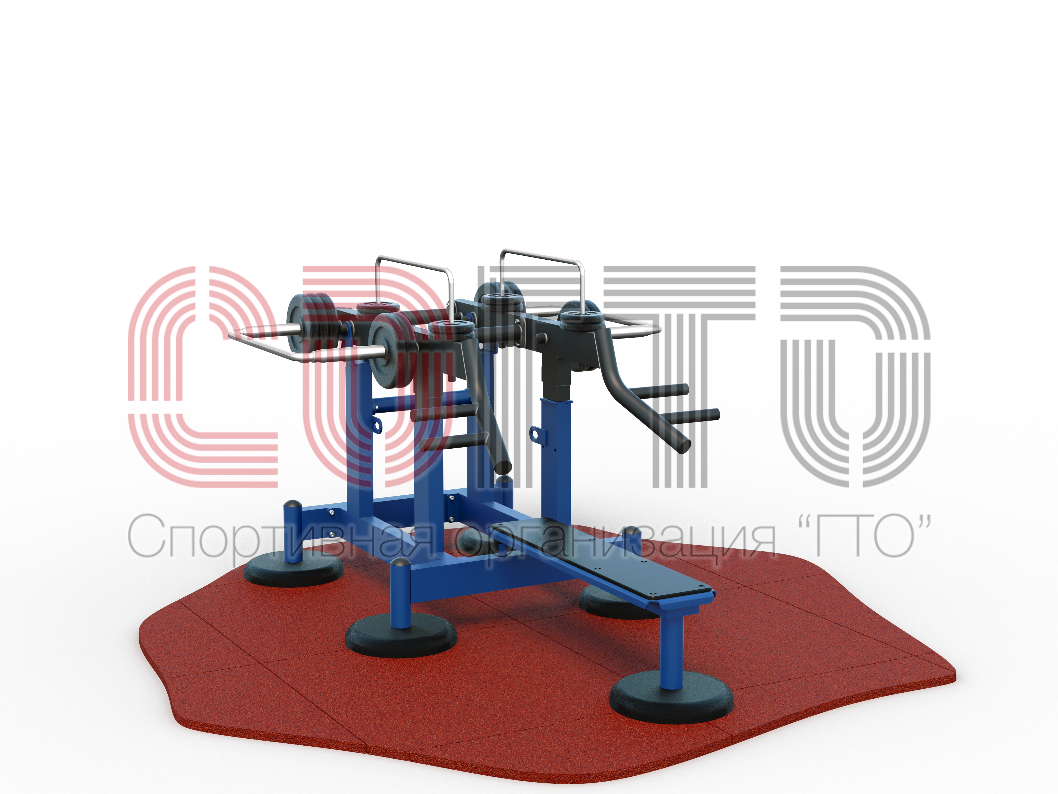 Уличный силовой тренажер для развития мускулатуры плечевого пояса с изменяемой нагрузкой из положения лежа