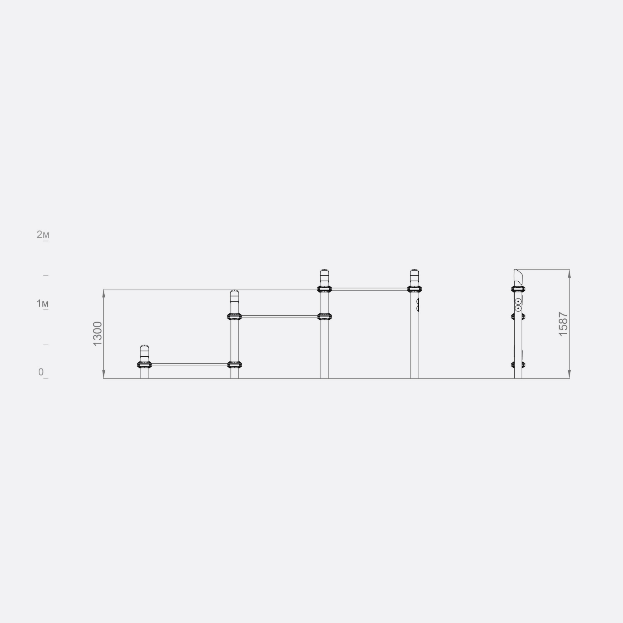Тройные брусья «WO-01.01» для уличной спортивной площадки