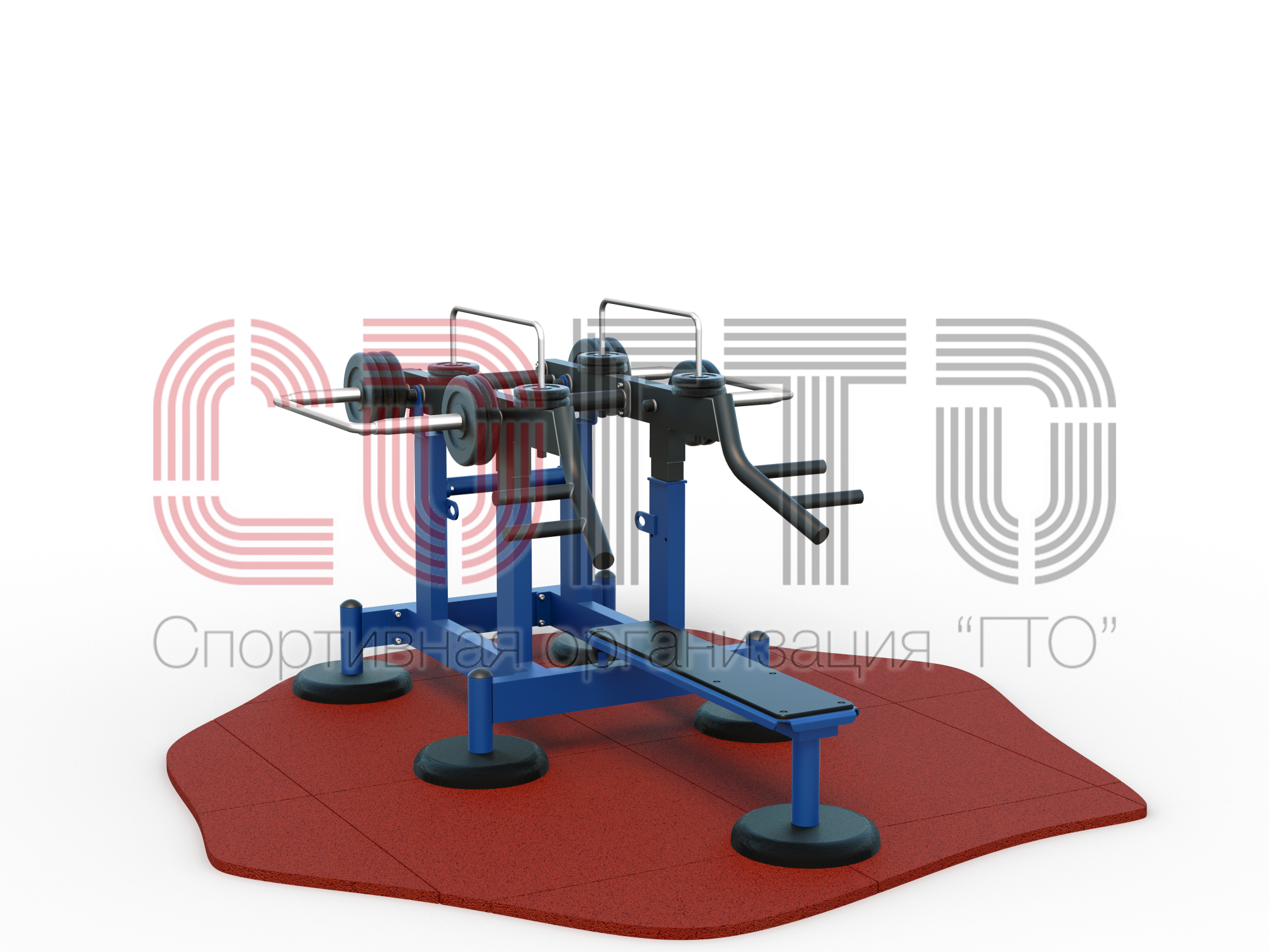 Уличный силовой тренажер для развития мускулатуры плечевого пояса с изменяемой нагрузкой из положения лежа